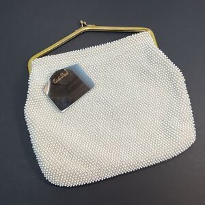 50’s Corde-Bead By Lumured Vintage Beaded Purse Ivory Handbag Wedding Clutch